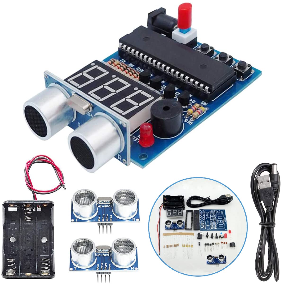 Youmile Ultraschall-Entfernungssensor-Kit Löten von Elektronik mit USB-zu-DC-Steckerkabel Batteriebox Ultraschallsensormodul für Lötübungen zum Selbermachen Youmile Ultraschall-Entfernungssensor-Kit Löten von Elektronik mit USB-zu-DC-Steckerkabel Batteriebox Ultraschallsensormodul für Lötübungen zum Selbermachen von Youmile