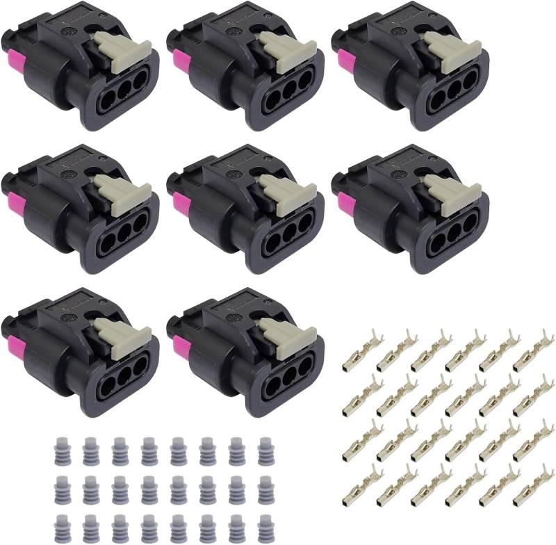 Der Ersatz für den Anschluss des 3-poligen Parksensors 8pcs 4F0973703 ist kompatibel mit dem Stecker des Audi Volkswagen Pigtail Stecker mit Klemmendichtung. von Young Wolf