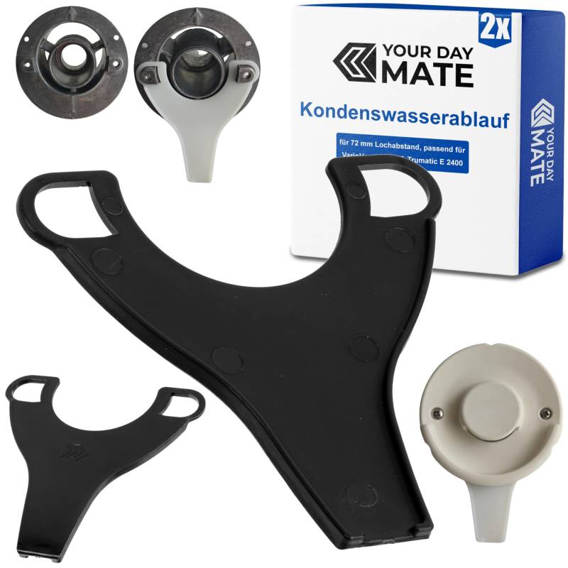 Kondenwasserablauf Wohnwagenheizung, 2 Stück, kompatibel mit TRUMA VarioHeat WK24, Trumatic E 2400, 72 mm Lochabstand, Schwarz, Kaminabdeckung Erweiterung gegen Dreck- und Eisbildung, Kaminteil Ablauf von Your Day Mate