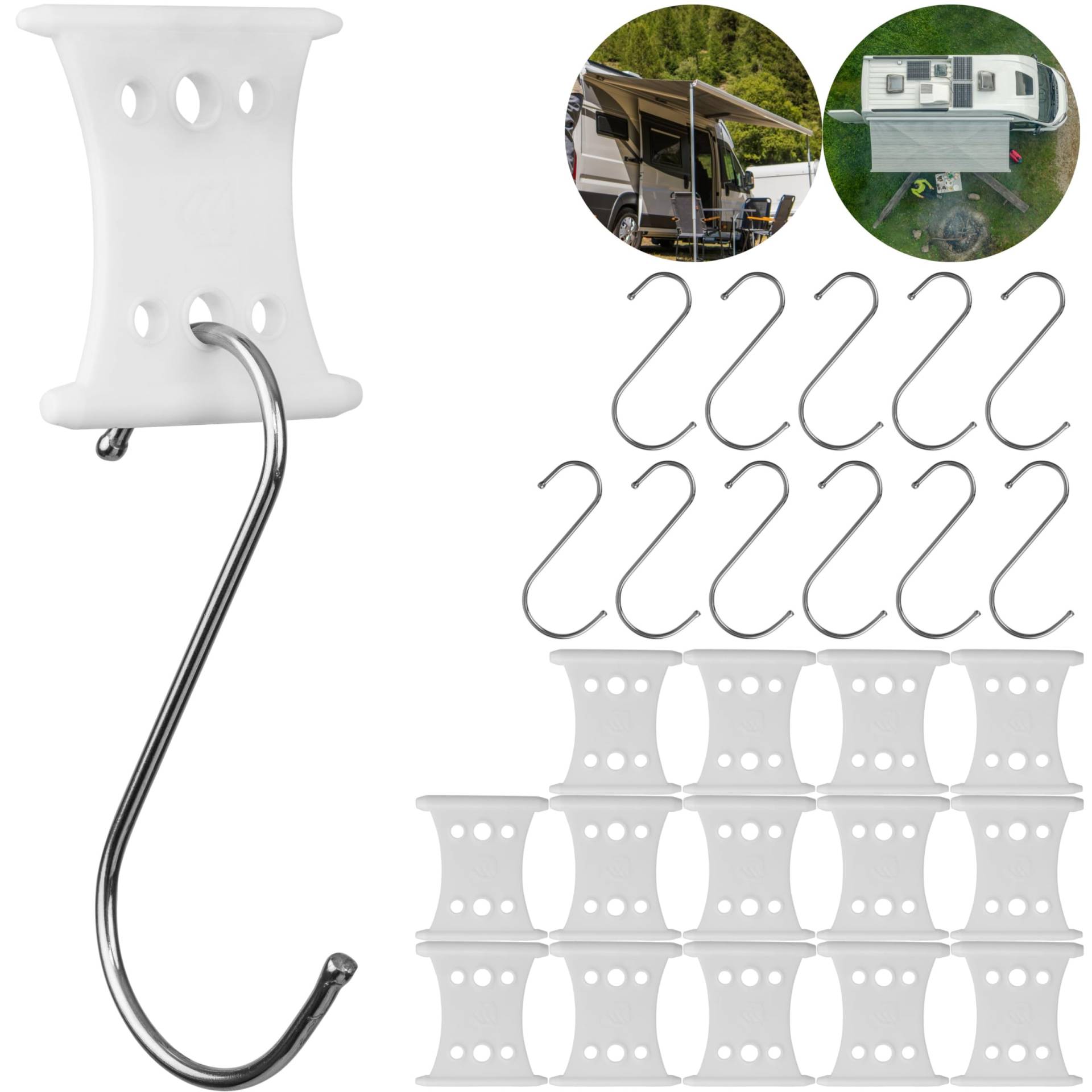 Markisenhaken für Kederschiene, 12 Pack, Weiß, für Kederleisten mit ∅5-6mm und ∅7-8mm, Set mit 12 x 120mm Edelstahl S-Haken, Haken Wohnwagen Vorzeltkeder, Kederhaken Camping Markise, Aufhänger Keder Markisenhaken für Kederschiene, 12 Pack, Weiß, für Kederleisten mit ∅5-6mm und ∅7-8mm, Set mit 12 x 120mm Edelstahl S-Haken, Haken Wohnwagen Vorzeltkeder, Kederhaken Camping Markise, Aufhänger Keder von Your Day Mate