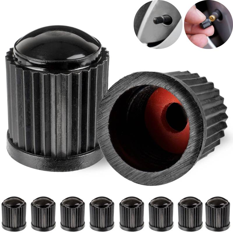 Ventilkappen aus Hartplastik, 10 Stück, in Schwarz, für Autoreifen mit Schrader Ventil, O-Dichtung, Auto Schutzkappen, Reifenventil Abdeckung KFZ, Luftventilkappe PKW, Car Valve Caps, Ventilschutz von Your Day Mate