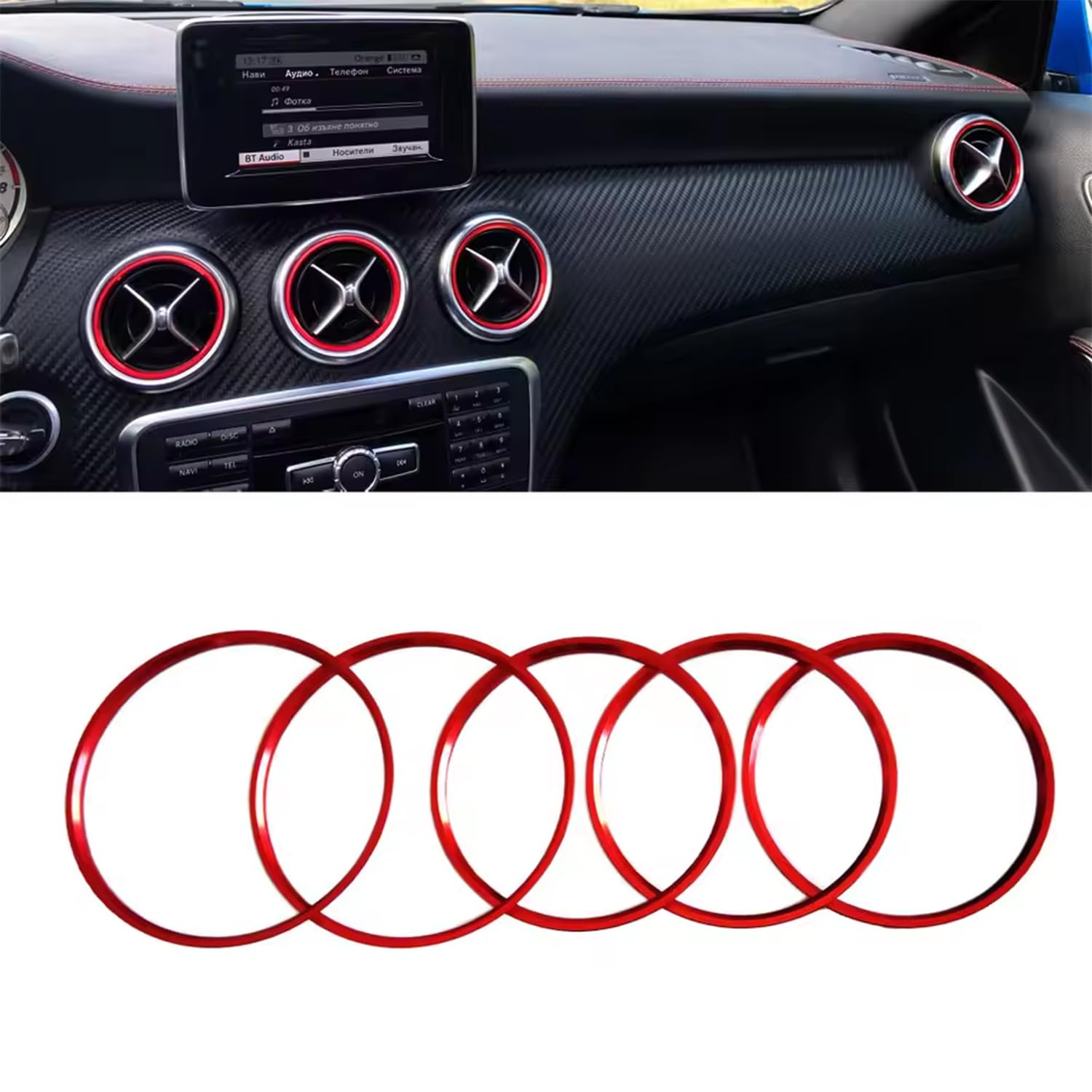 5PCS Youzzei Auto Klimaanlage Dekoration Ring, Mercedes Benz Ringe AufkleberLüftungsringe Für Mercedes Benz A B CLA GLA Klasse Aufkleber, Aluminiumlegierung Mercedes A Klasse Aufkleber- Rot 5PCS Youzzei Auto Klimaanlage Dekoration Ring, Mercedes Benz Ringe AufkleberLüftungsringe Für Mercedes Benz A B CLA GLA Klasse Aufkleber, Aluminiumlegierung Mercedes A Klasse Aufkleber- Rot von Youzzei