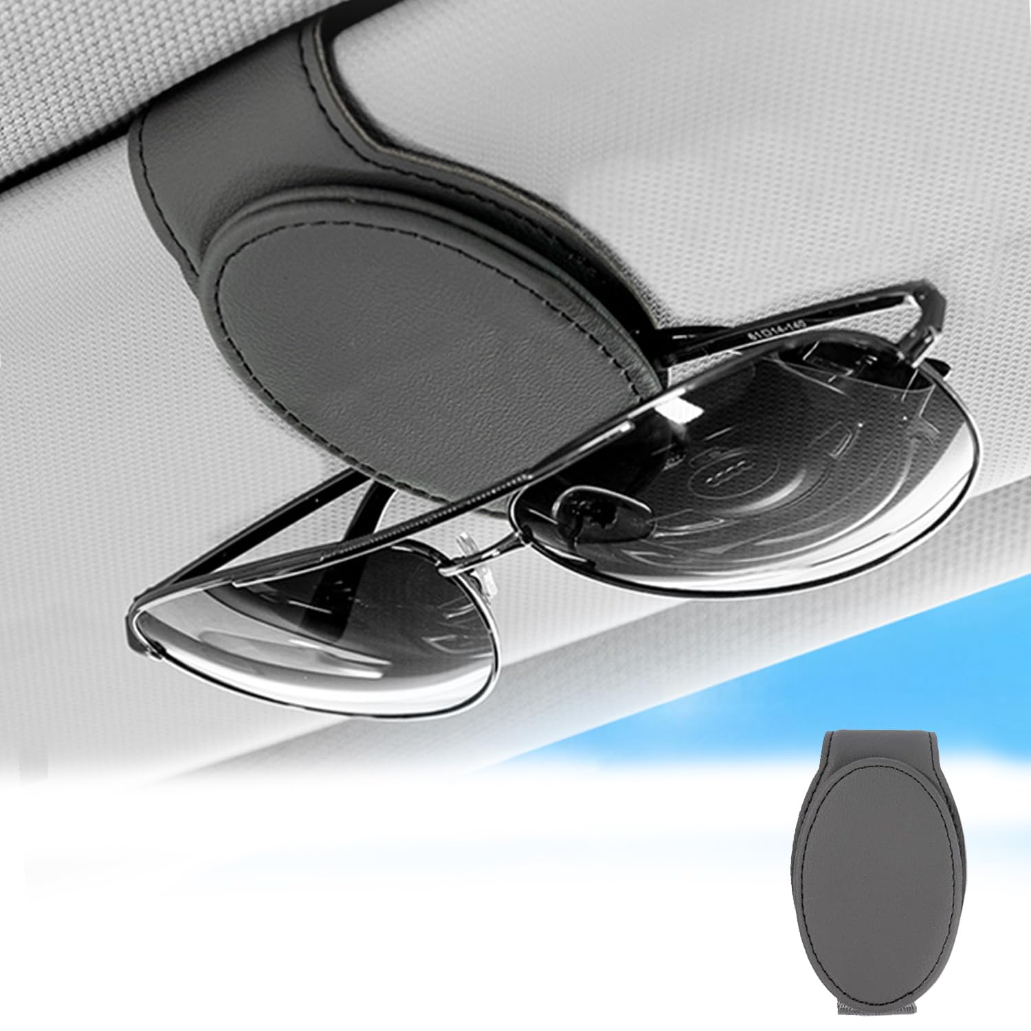 Youzzei Brillenhalter für Auto Sonnenblende, Universal Magnetische Sonnenbrillenhalter Auto, Aufgerüstet Leder Auto Brillenhalter für Ticket-Kartenclip, Auto Sonnenbrillen Halterung(Grau) von Youzzei
