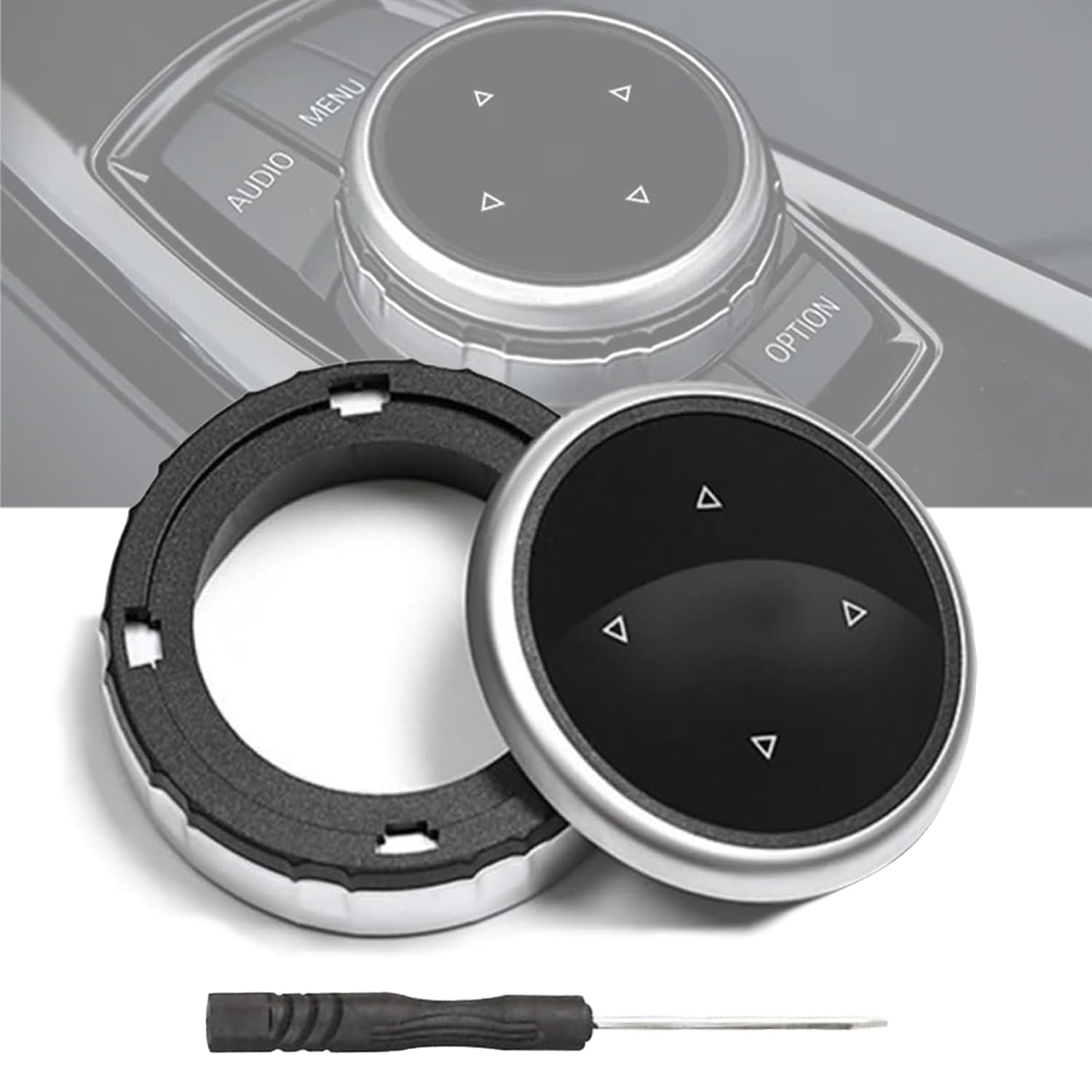 Youzzei Multimedia Knopf Abdeckung, Auto Multimedia Knob Cover (Mittel bis groß) für BMW 1er 3er 5er 7er F10 F20 F30 7-Tasten Bmw Idrive Knopf, ABS-Kunststoff F30 Knopfabdeckungen - Arrow Pattern von Youzzei