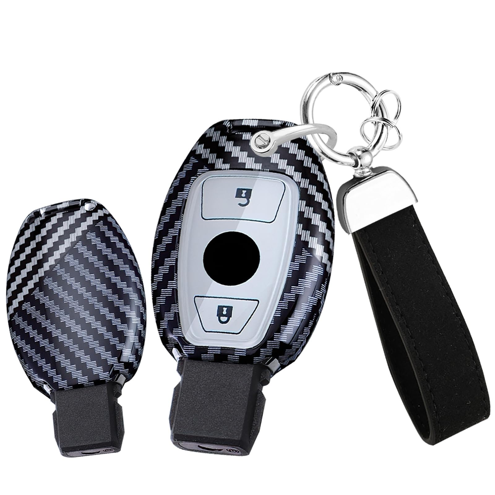 Ysbxitu 2 Tasten Smart Key Fob Cover mit Schlüsselanhänger passend für Mercedes-Benz A B C E R S G M V Klasse CLA CLS GLA GLC GLE GLK GL GLS SL SLK SLC AMG W169 W204 W251 W463 W176 W245 W246 Ysbxitu 2 Tasten Smart Key Fob Cover mit Schlüsselanhänger passend für Mercedes-Benz A B C E R S G M V Klasse CLA CLS GLA GLC GLE GLK GL GLS SL SLK SLC AMG W169 W204 W251 W463 W176 W245 W246 von Ysbxitu
