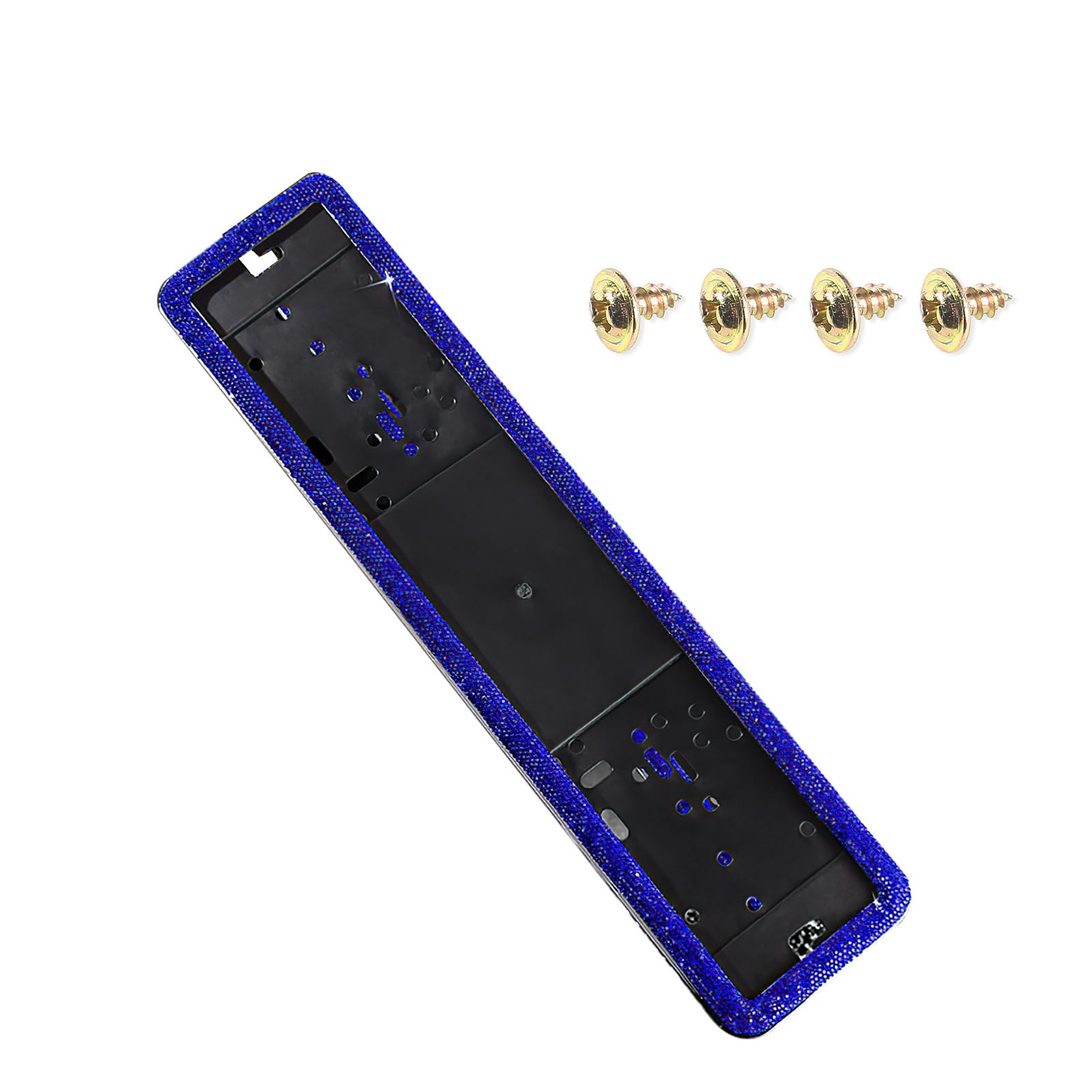 Ysbxitu Autokennzeichenrahmen ABS Kennzeichenhalter, Nummernschildhalterung Bling Strass Nummernschildrahmen 53.5 x12.8cm（blau） von Ysbxitu