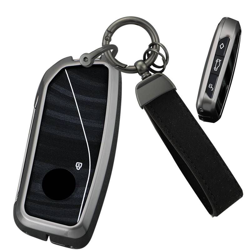 Ysbxitu Autoschlüssel Hülle Passt für BMW Mode-Schlüsselhülle Cover Passt für BMW 2024 X7 X1 U11 iX iX1 Tourer U06 X6 XM 7er I7 I4 I5 4-Tasten-Fernbedienungs-Schlüsselanhänger-Abdeckung A Schwarz von Ysbxitu