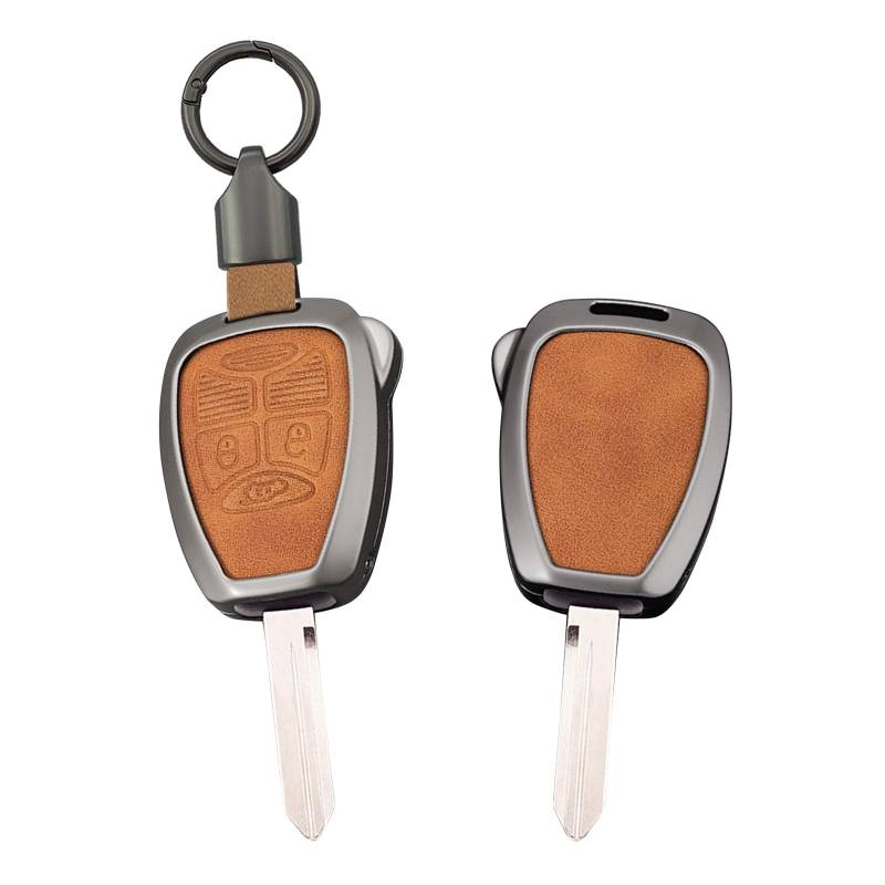 Ysbxitu Fernsteuerung Schlüsselhülle Autoschlüssel Hülle Passt für Jeep Wrangler Compass Patriot Liberty Chrysler 300 PT Dodge JCUV Nitro Intelligente Schlüsselcover Auto-Liebhaber 3 Tasten Braun von Ysbxitu