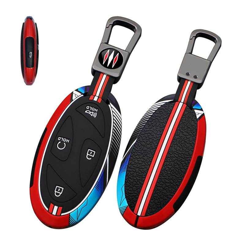 Ysbxitu Schlüsselhülle Autoschlüssel Cover Schutzhülle Etui Silikon Zubehör kompatibel mit Hyundai Ioniq 5 6 KONA SX2 Grandeur GN7 2024 Autoschlüsseltasche Schlüssel Cover Abdeckung-5 Tasten B Rot von Ysbxitu