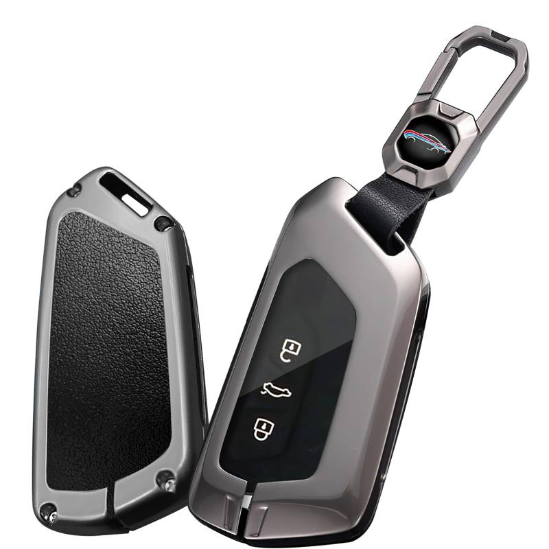 Ysbxitu Schlüsselhülle aus Leder Schlüsselband Auto Schlüssel Cover Hülle Passt für VW Golf 8 MK8 ID.3 ID.4 5 Formentor für Skoda Octavia A8 Enyaq Schlüsseletui Schlüsselcase Zubehör C Schwarz von Ysbxitu