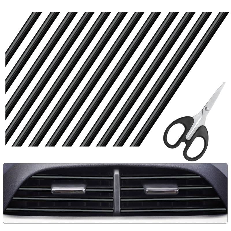 Ysimple 30 Biegsam Auto Lüftungsschlitz Dekoration Strip - Schneidbar Silber Auto Styling Zierleisten Lüftungsgitter Innenausstattung Streifen, Auto Zubehör Innenraum für Lüftungsöffnungen (Schwarz) von Ysimple