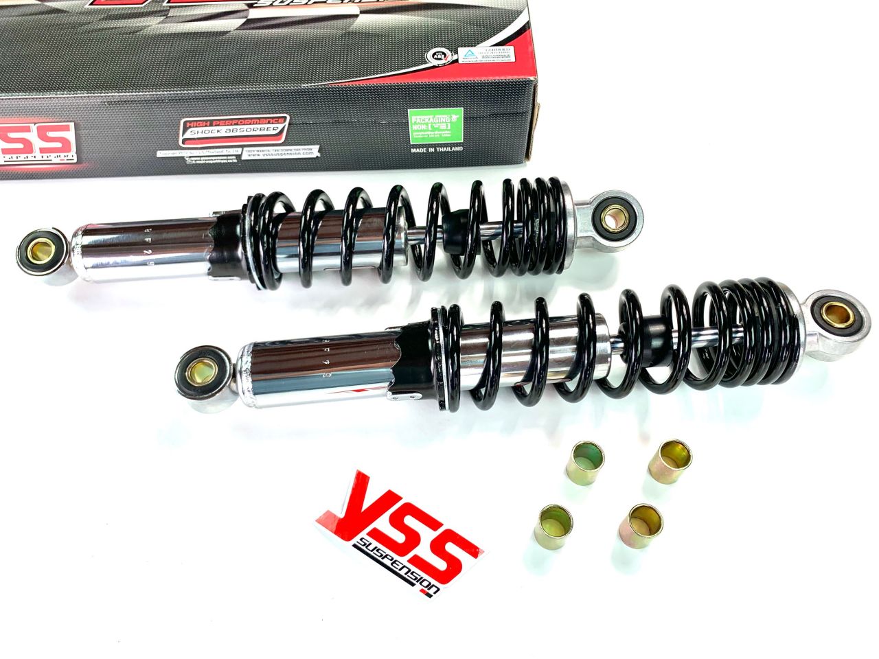 YSS Federbeine 260mm einstellbare Hydraulik Stoßdämpfer chrom schwarz Kreidle... von Yss