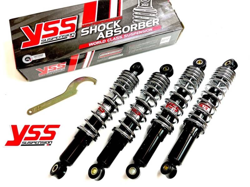 YSS HQ ÖLDRUCK Stoßdämpfer SET schwarz/chrom 280/300 für Simson Schwalbe KR51 von Yss