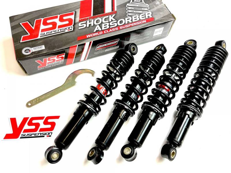 YSS HQ ÖLDRUCK Stoßdämpfer SET schwarz 300/320 für Simson Schwalbe KR51 von Yss