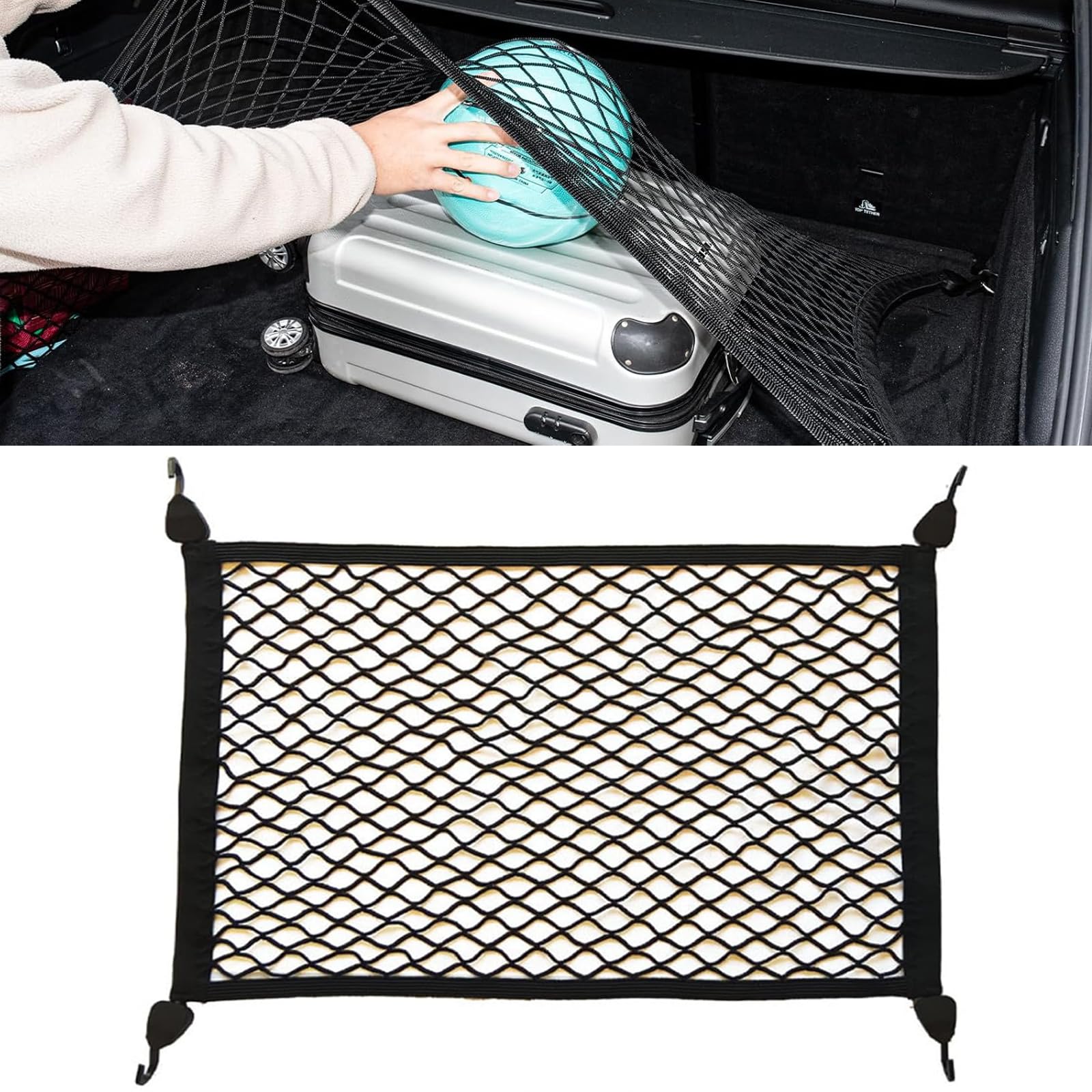 Yuaiosn Gepäcknetz Auto, Gepäcknetz Wohnmobil Kofferraum Netz 60x40cm Erstreckt Sich auf 120x80cm, Gepäcknetz, mit 4 Haken, Elastisch Kofferraum Netz Yuaiosn Gepäcknetz Auto, Gepäcknetz Wohnmobil Kofferraum Netz 60x40cm Erstreckt Sich auf 120x80cm, Gepäcknetz, mit 4 Haken, Elastisch Kofferraum Netz von Yuaiosn