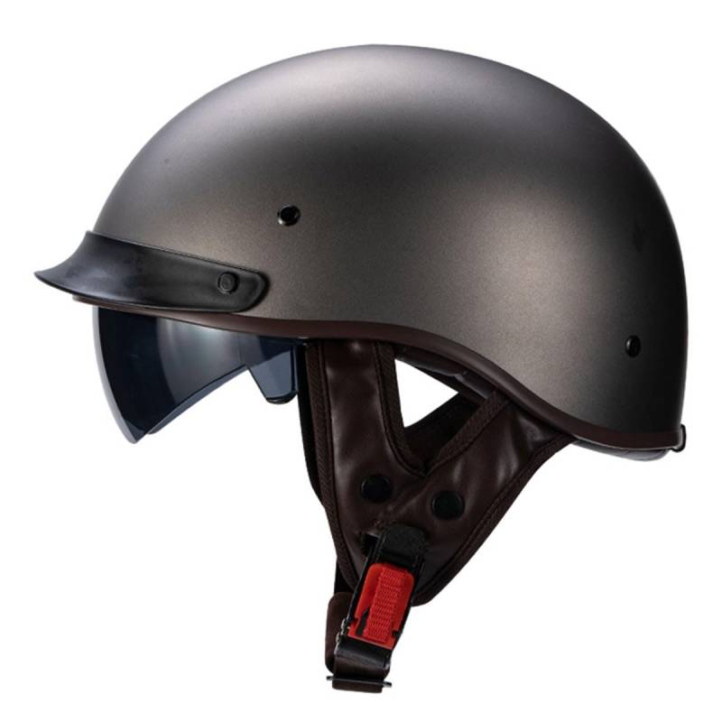 Halbschalenhelm DOTECE-Zulassung Retro Jethelm Scooter-Helm Offenem Helm Chopper Helm Mit Sonnenblende Brain-Cap Motorradhelm Retro Halbhelm Für Damen Herren 5,XL:61-62CM von YuanLiang