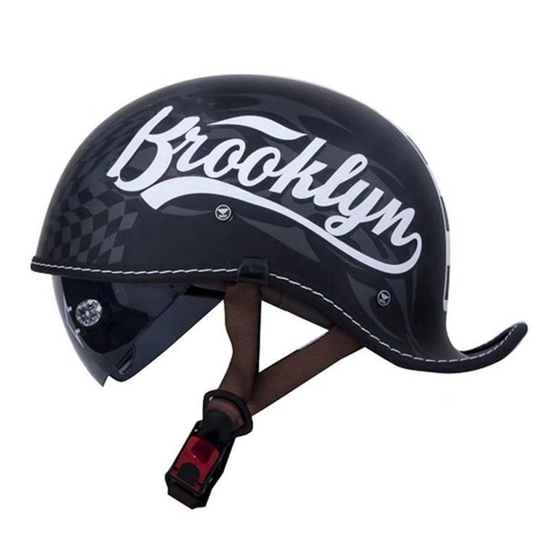 Halbschalenhelm Jethelm ECEDOT-Zulassung Vintage Motorradhelm Baseball Cap Cruiser Scooter Helm Mit Built-In Visier Retro Motorrad Halbhelm Rollerhelm Für Herren Damen 4,XL:61-62CM von YuanLiang