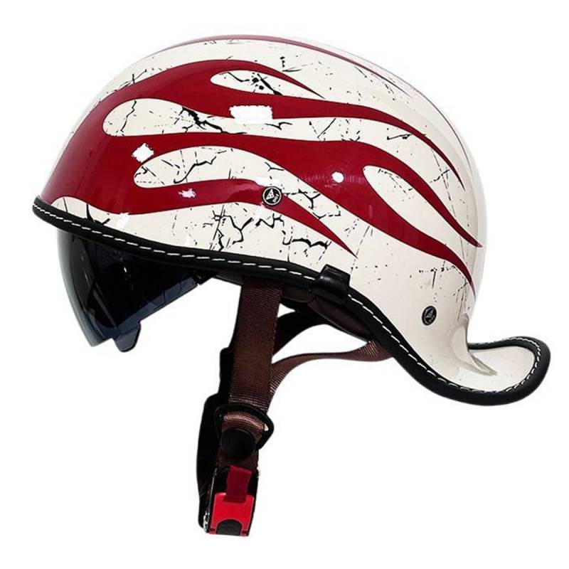 Halbschalenhelm Jethelm ECEDOT-Zulassung Vintage Motorradhelm Baseball Cap Cruiser Scooter Helm Mit Built-In Visier Retro Motorrad Halbhelm Rollerhelm Für Herren Damen 5,XXL:63-64CM von YuanLiang