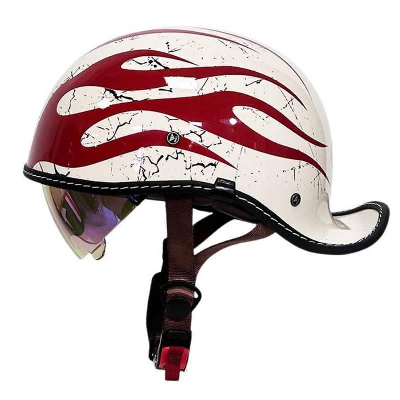 Halbschalenhelm Jethelm ECEDOT-Zulassung Vintage Motorradhelm Baseball Cap Cruiser Scooter Helm Mit Built-In Visier Retro Motorrad Halbhelm Rollerhelm Für Herren Damen 6,XL:61-62CM von YuanLiang