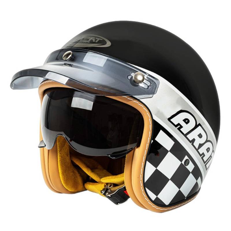 Retro Motorrad Halbhelme Motorradhelm DOTECE-Zertifizierung Jethelm Halbschalenhelm Für Herren Und Damen Mit Sonnenblende 3/4 Moped Scooter Offenem Helm 4,XL:61-62CM von YuanLiang