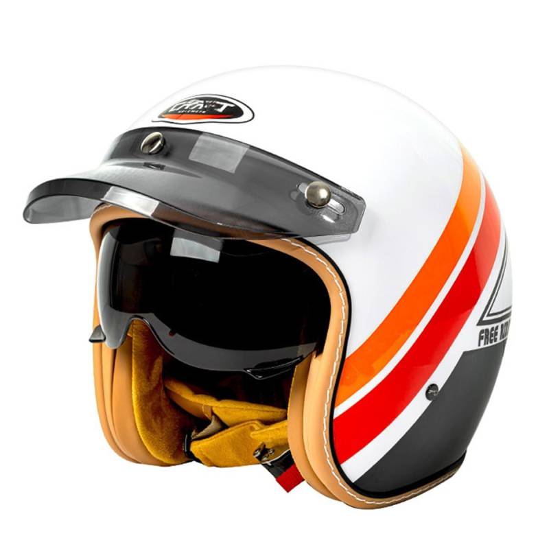 Retro Motorrad Halbhelme Motorradhelm Für Herren Und Damen Mit Sonnenblende Jethelm Halbschalenhelm Braincap DOTECE-Zertifizierung Offenem Helm Für Bike Cruiser Scooter 2,M:57-58CM von YuanLiang