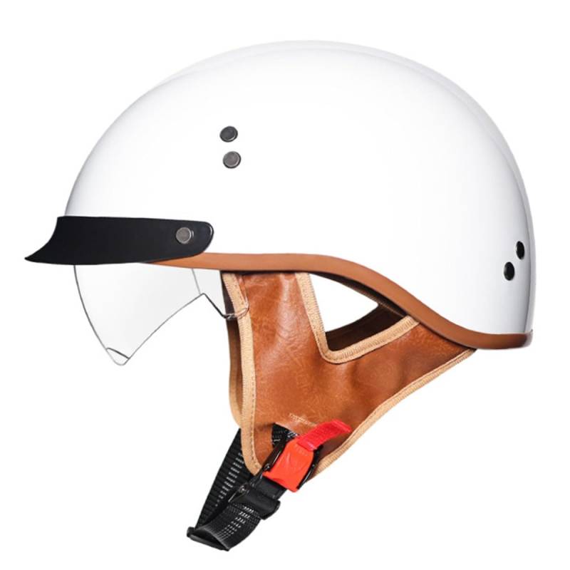 Retro Motorradhelm Halbschalenhelm ECEDOT Zulassung Deutscher Stil Jethelm Roller Cool Helm Mit Sonnenblende Unisex Motorrad Offener Helm Für Cruiser Chopper Scooter 4,XL:61-62CM von YuanLiang