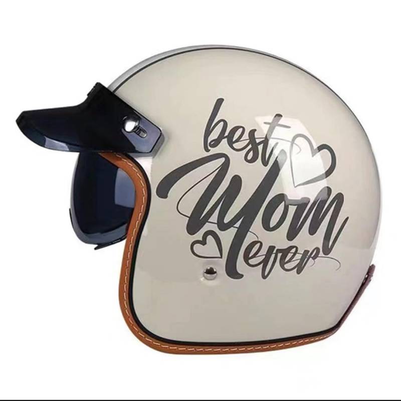 Retro Oldtimer Halbschale Jethelm Motorrad-Helm DOTECE-Zulassung 3/4 Motorradhelm Halbschalenhelm Rollerhelm Cruiser Chopper Mit Sonnenblende Offener Helm Für Damen Herren 13,XL:61-62CM von YuanLiang