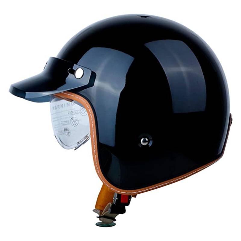 Retro Oldtimer Halbschale Jethelm Motorrad-Helm DOTECE-Zulassung 3/4 Motorradhelm Halbschalenhelm Rollerhelm Cruiser Chopper Mit Sonnenblende Offener Helm Für Damen Herren 6,XXL:63-64CM von YuanLiang