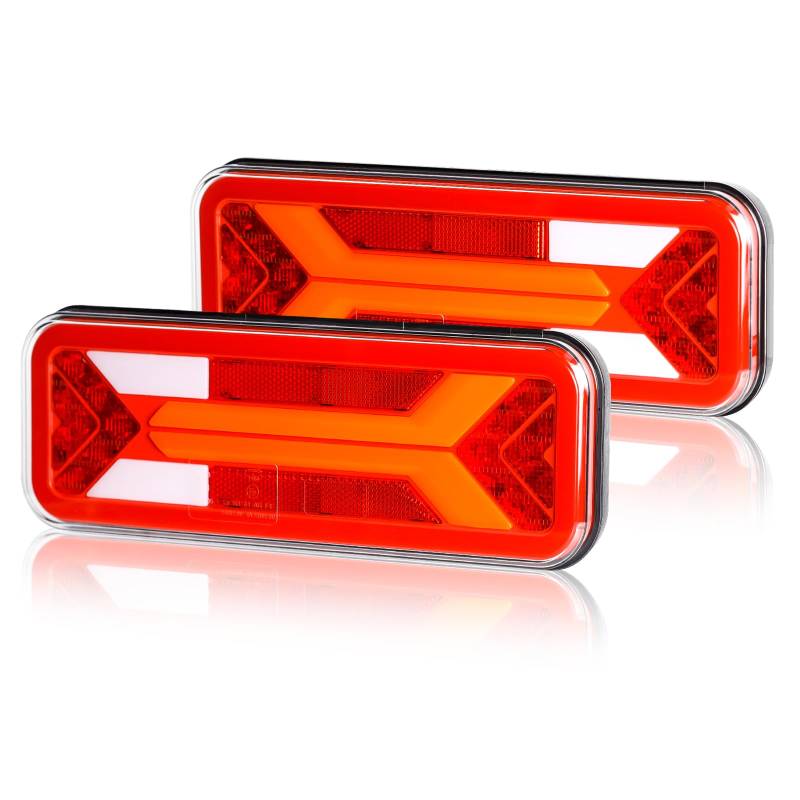 Yuanjoy 12V 24V LED Rückleuchten Satz für LKW Anhänger, IP67 Wasserdicht Rücklichter Rücklicht Heckleuchte mit Brems/Blinker/Position/Rückfahr/Nebel - E-Prüfzeichen Approval von Yuanjoy