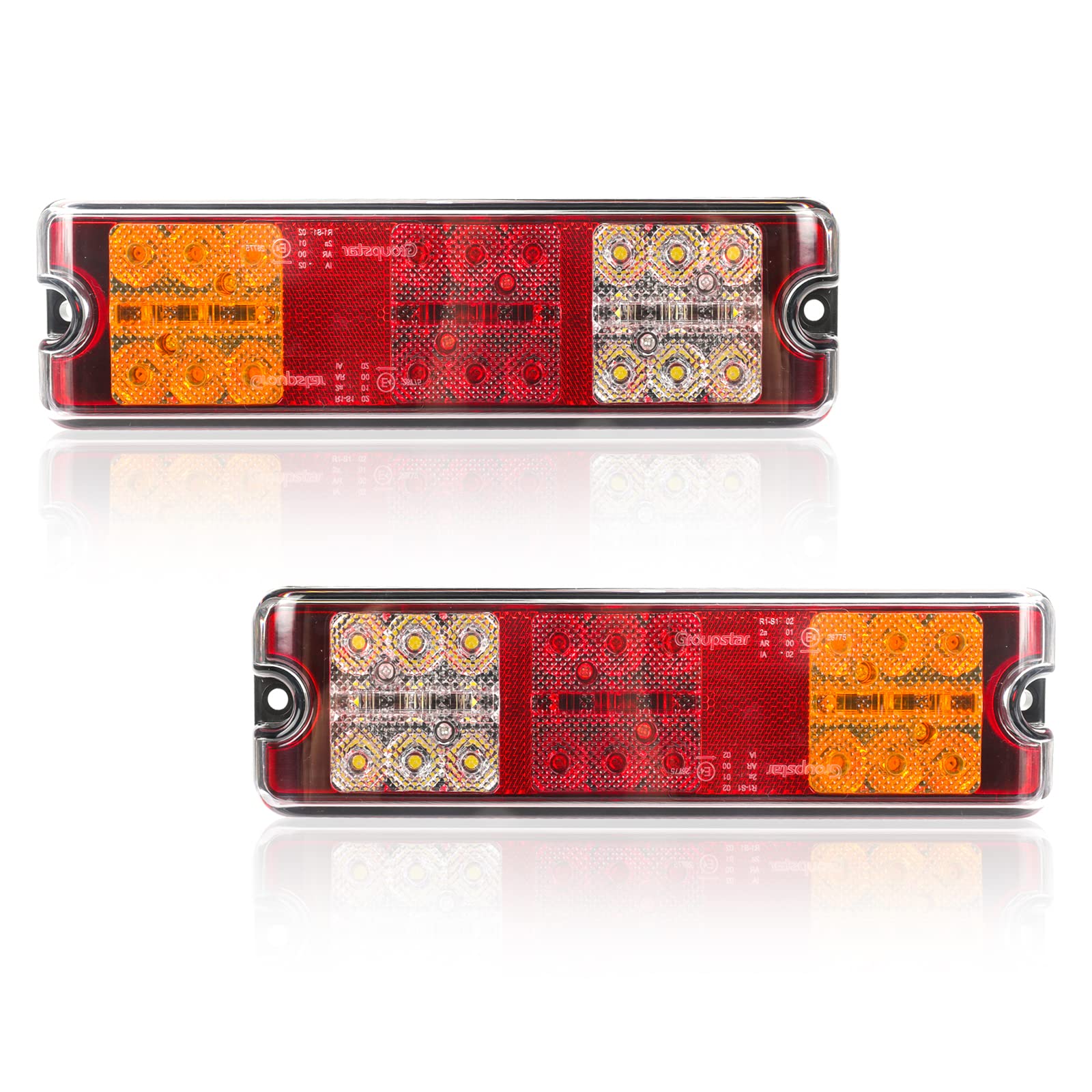 Yuanjoy 2 Pack 12v 24v LED Rückleuchten für Anhänger - mit Blinker, Positionslicht, Bremslicht, Rückfahrlicht - Wasserdichter Rücklicht Rücklichter Heckleuchte mit E-Prüfzeichen von Yuanjoy