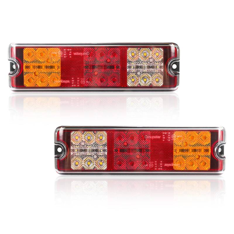 Yuanjoy Anhänger Rücklichter Kit, 12V/24V LED Anhänger Beleuchtung, Wasserdicht Rücklichter Blinker/Bremse/Hinten/Rückwärts/Reflektorlampe für Anhänger, Traktor Superhell Rücklichter von Yuanjoy