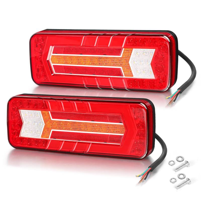 Yuanjoy 2 Stück Anhänger Rücklichter, IP67 12 V/24 V Superhell Wasserdicht Blinker Bremse Rückwärtsgang Nebelscheinwerfer Reflektorlampe für Anhänger, LKW, Wohnwagen, Van, Traktor von Yuanjoy