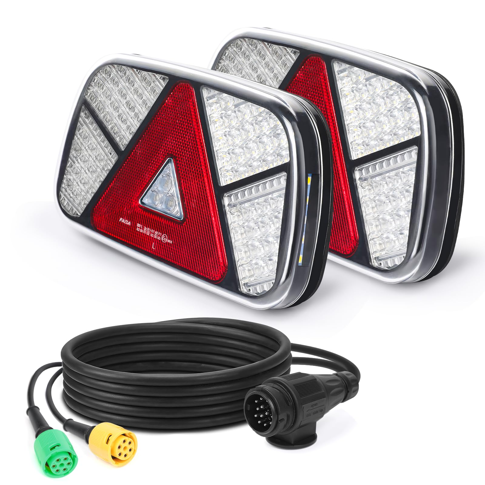 Yuanjoy Anhänger Rücklichter Kit 12V/24V Wasserdicht Blinker, Bremse, Rücklicht, Rückwärts, Nebel, Reflektorlicht mit 2 Stück 5.5m langem 6 adrigem Kabel für LKW Wohnwagen LKW Van Traktor Yuanjoy Anhänger Rücklichter Kit 12V/24V Wasserdicht Blinker, Bremse, Rücklicht, Rückwärts, Nebel, Reflektorlicht mit 2 Stück 5.5m langem 6 adrigem Kabel für LKW Wohnwagen LKW Van Traktor von Yuanjoy