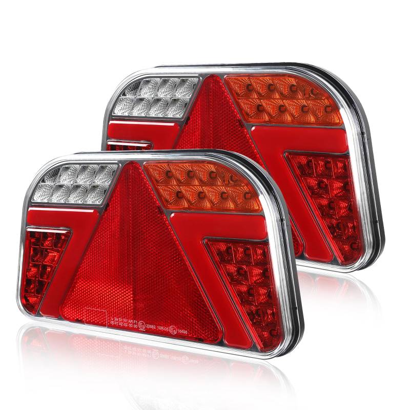 Yuanjoy LED Anhänger Rückleuchten Kit, 12V/24V Waterproof Turn Signal, Brake, Tail Light, Reverse, Fog, Reflector Light mit E Prüfzeichen Rückleuchten Anhänger Heckleuchten von Yuanjoy
