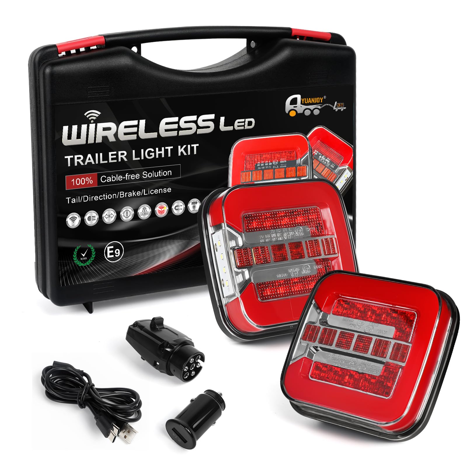 Yuanjoy LED Anhänger Rückleuchten Set, 12/24V Magnetische drahtlose LED Wasserdichte Rückleuchten, Rückleuchten Anhänger Beleuchtungs Set für LKW, Wohnwagen oder LKW, mit ECE EMV Zugelassen Yuanjoy LED Anhänger Rückleuchten Set, 12/24V Magnetische drahtlose LED Wasserdichte Rückleuchten, Rückleuchten Anhänger Beleuchtungs Set für LKW, Wohnwagen oder LKW, mit ECE EMV Zugelassen von Yuanjoy