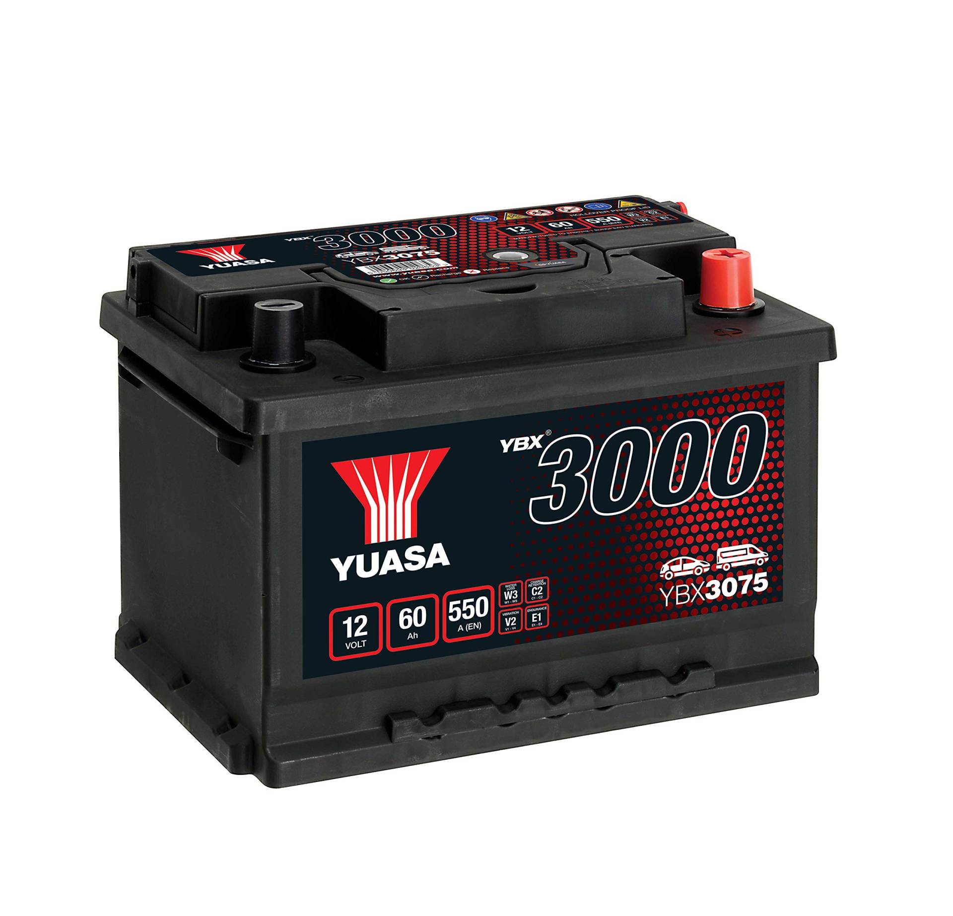 AUTOBATTERIE YUASA YBX 3075-60Ah 12V 550A (EN) von Yuasa