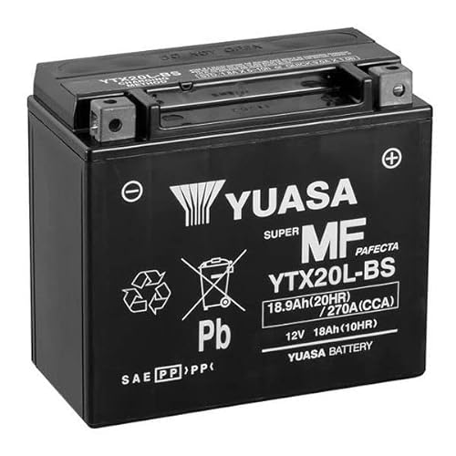 Motorradbatterie YUASA SLA YTX20L-BS AGM - wartungsfrei - 12V 18Ah - Maße: 175 x 87 x 155 mm kompatibel mit BIG DOG Bulldog 1442 von Yuasa