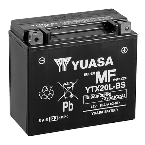 Motorradbatterie YUASA SLA YTX20L-BS AGM - wartungsfrei - 12V 18Ah - Maße: 175 x 87 x 155 mm kompatibel mit BIG DOG Bulldog 1442 von Yuasa