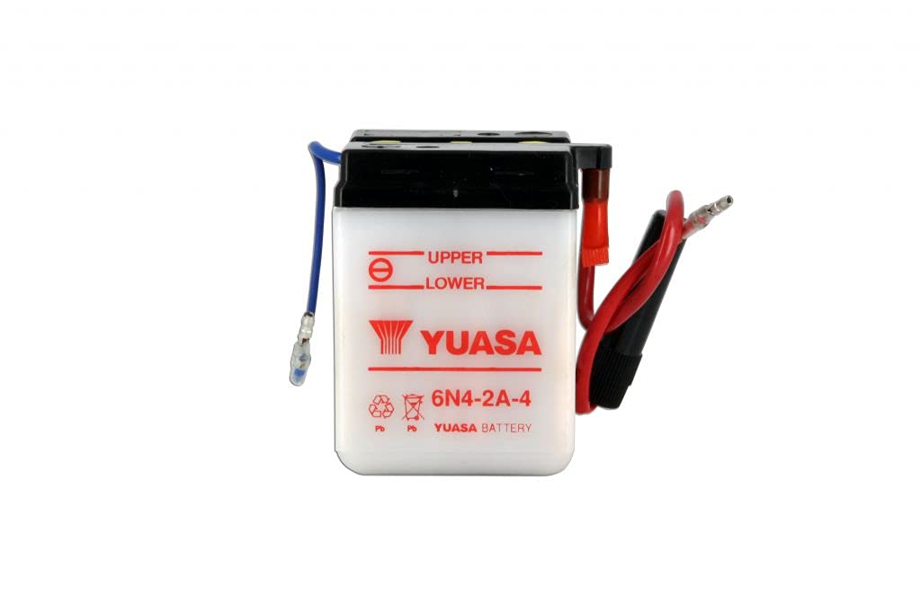 Motorradbatterie Yuasa 6N4-2A-4 Dry – trocken – 6 V 4 Ah – Maße: 71 x 71 x 96 mm kompatibel mit Suzuki AC50, AS50 50 1971 von Yuasa