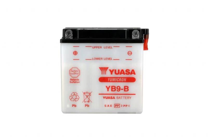 Motorradbatterie Yuasa YB9-B Dry - Trocken geliefert - 12 V 9 Ah - Maße: 137 x 76 x 140 mm kompatibel mit PIAGGIO D-M-B-NRG 2T H2O POW 50 von Yuasa