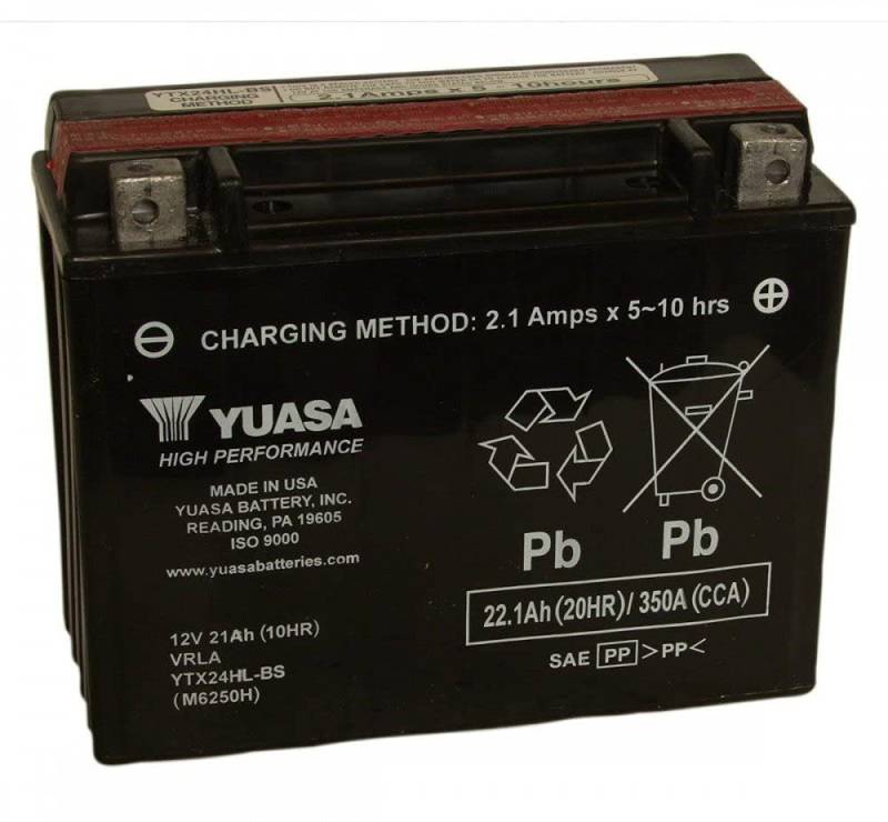 Motorradbatterie Yuasa YTX24HL-BS - Wartungsfrei - 12 V 21 Ah - Maße: 205 x 90 x 162 mm kompatibel mit ARCTIC CAT T660 Touring 2004-2006 von Yuasa