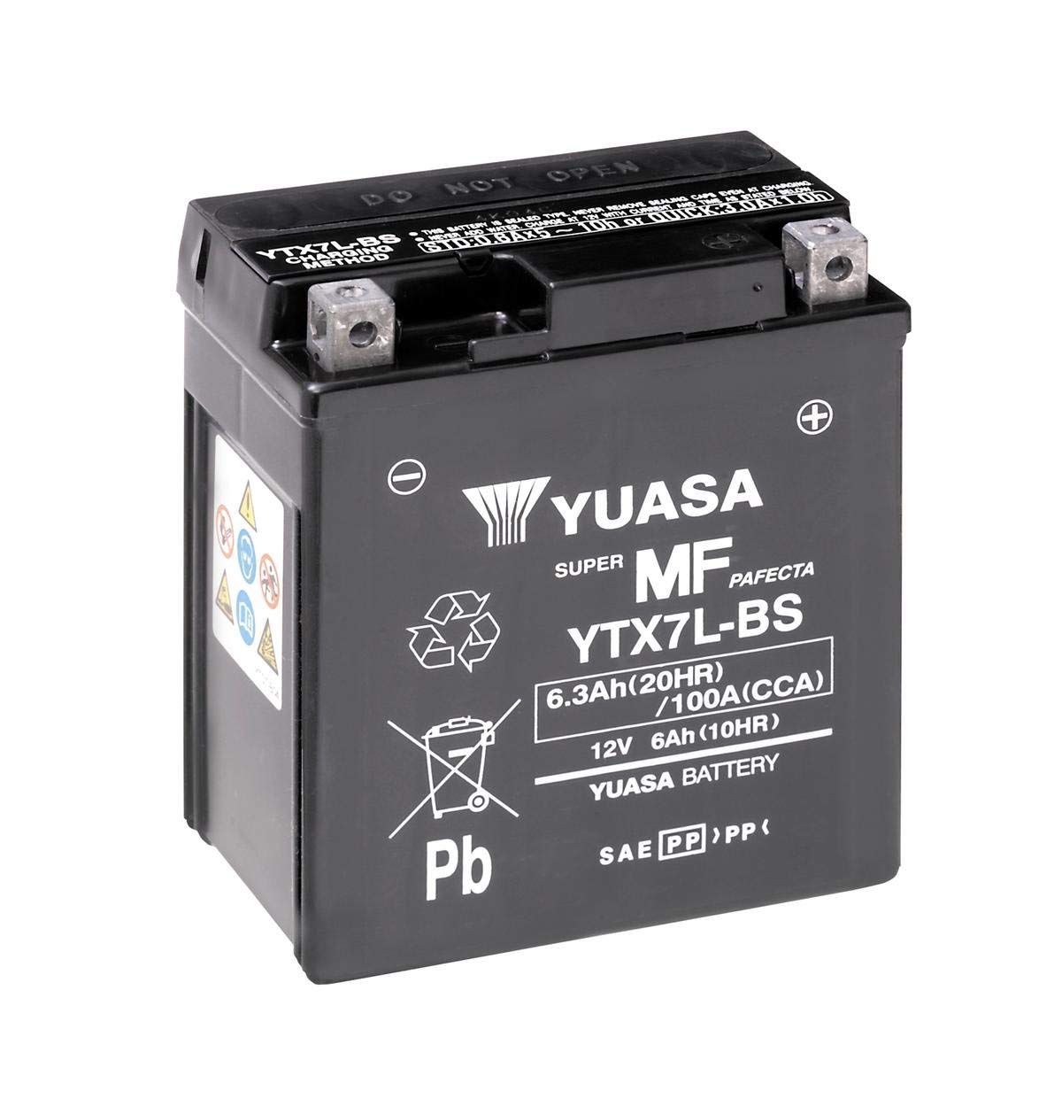 Motorradbatterie Yuasa YTX7L-BS - Wartungsfrei - 12 V 6 Ah - Maße: 114 x 71 x 131 mm kompatibel mit KYMCO Meteorit 125 von Yuasa