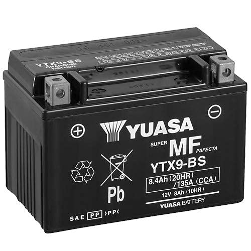 Motorradbatterie Yuasa YTX9-BS - Wartungsfrei - 12 V 8 Ah - Maße: 150 x 87 x 105 mm kompatibel mit Piaggio Zip (M2500) 125 2000-2008 von Yuasa