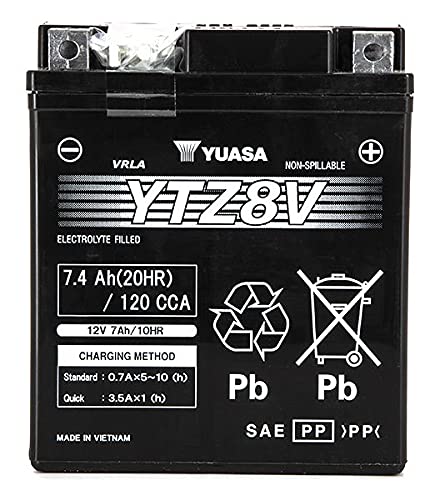 Motorradbatterie Yuasa YTZ8-V - Wartungsfrei - 12 V 7 Ah - Maße: 113 x 70 x 130 mm kompatibel mit YAMAHA X-MAX 300 2016- Motorradbatterie Yuasa YTZ8-V - Wartungsfrei - 12 V 7 Ah - Maße: 113 x 70 x 130 mm kompatibel mit YAMAHA X-MAX 300 2016- von Yuasa