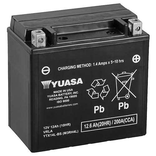 Wartungsfreie Motorradbatterie Yuasa YTX14L-BS 12V 12Ah 150x87x147 passend für HARLEY-DAVIDSON 883 Supourlow XL883L 883 2011- von Yuasa
