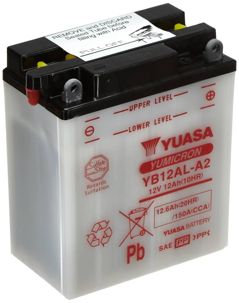 YUASA BATTERIE YB12AL-A2 offen ohne Saeure von Yuasa