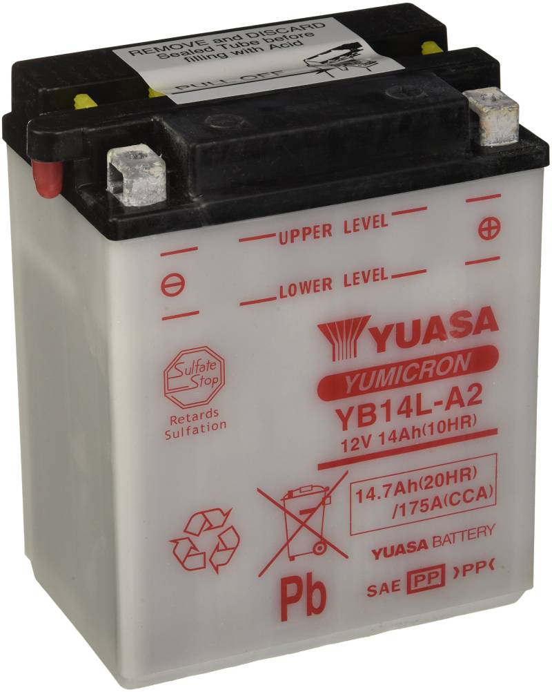 YUASA BATTERIE YB14L-A2 offen ohne Saeure von Yuasa