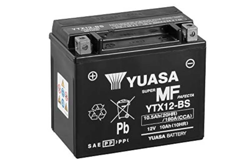 Yuasa YTX12 12V 180 CCA wartungsfreie VRLA AGM Motorradbatterie schwarz von Yuasa