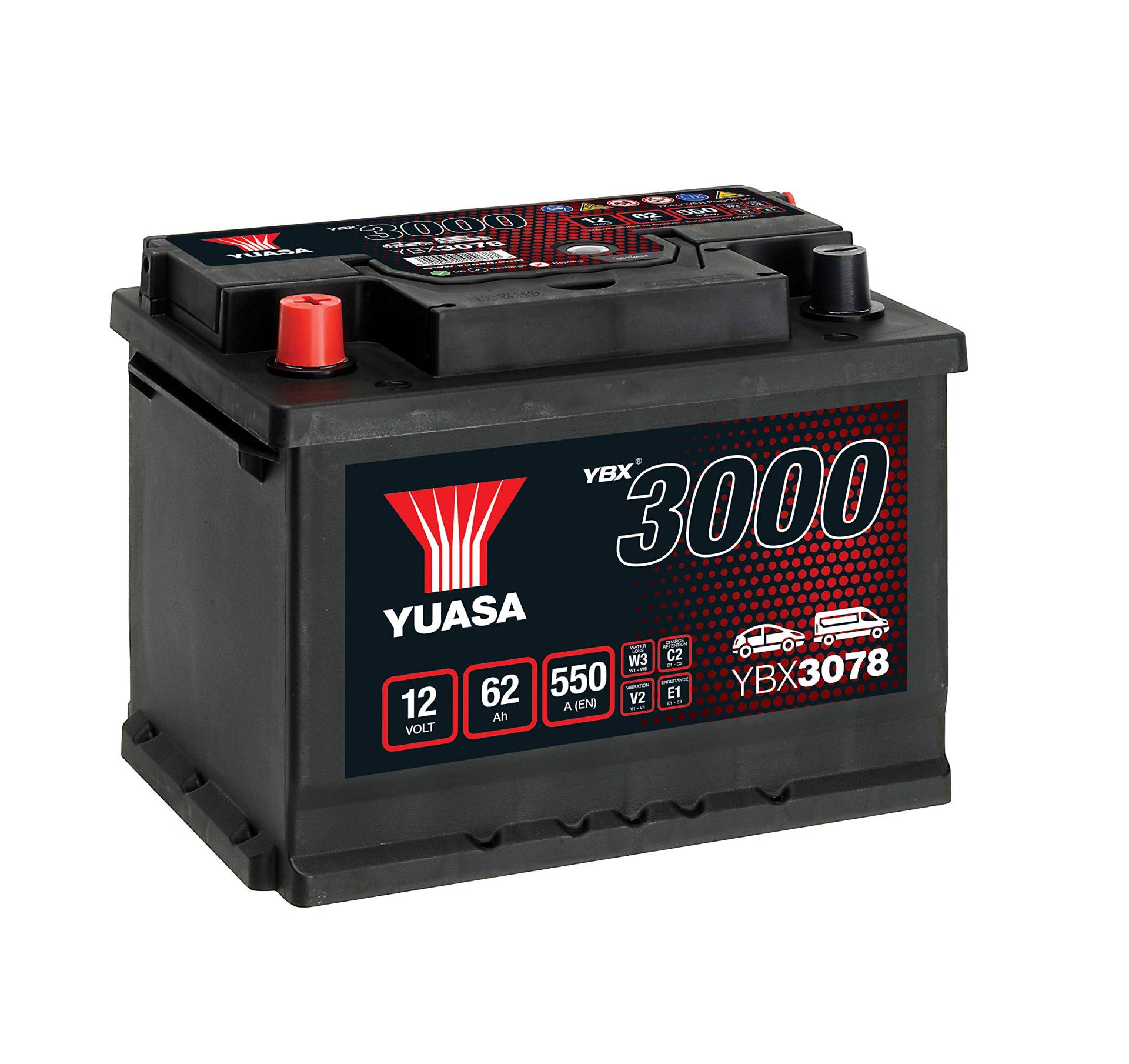 Yuasa YBX3078 SMF-Batterie, 12 V, 62 Ah, 550 A von Yuasa