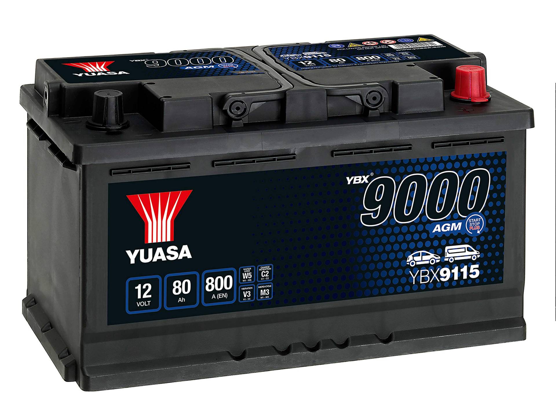 YUASA ybx9115 AGM Akku Start Stop Plus, 12 V/80 Ah/800 A von Yuasa